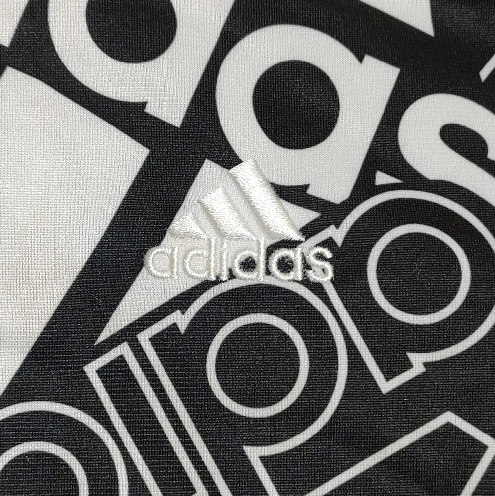 Adidas Black and White Logo Zip Up Jacket
